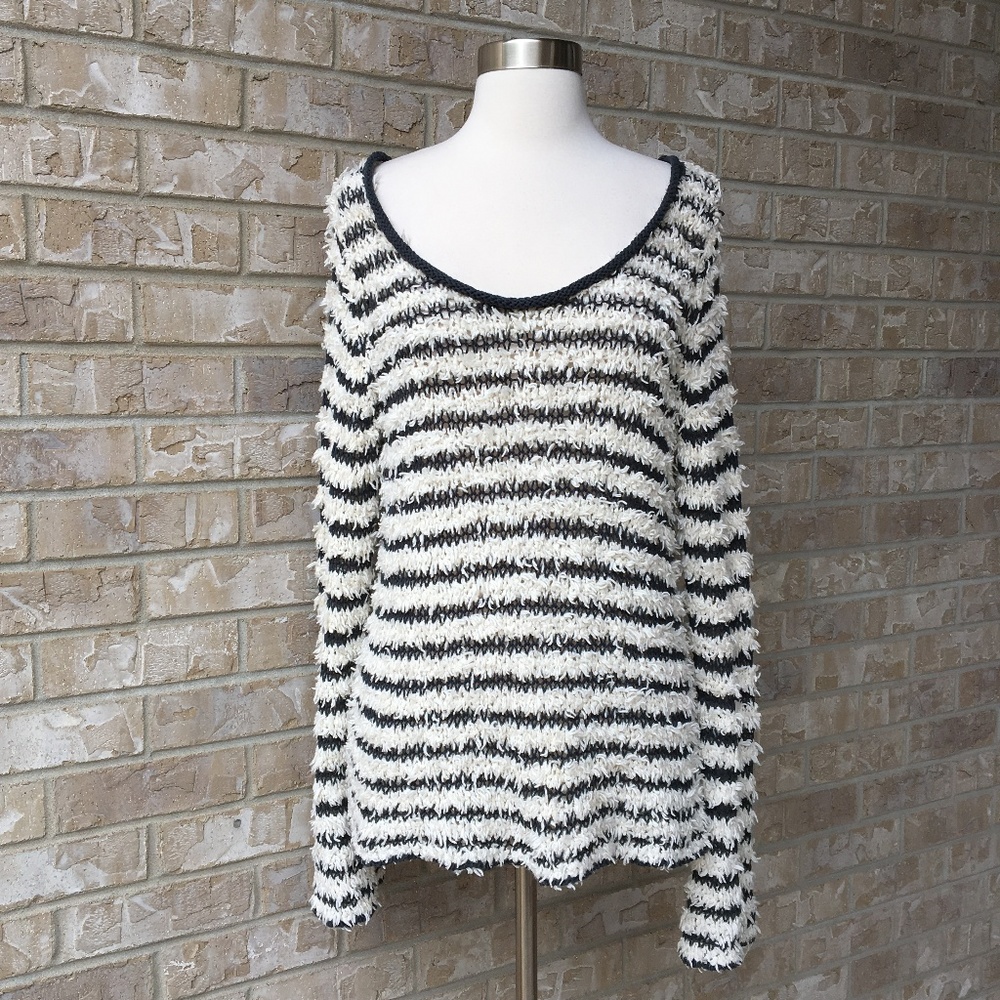 Free People Striped Bell Sleeve Sweater Size L
